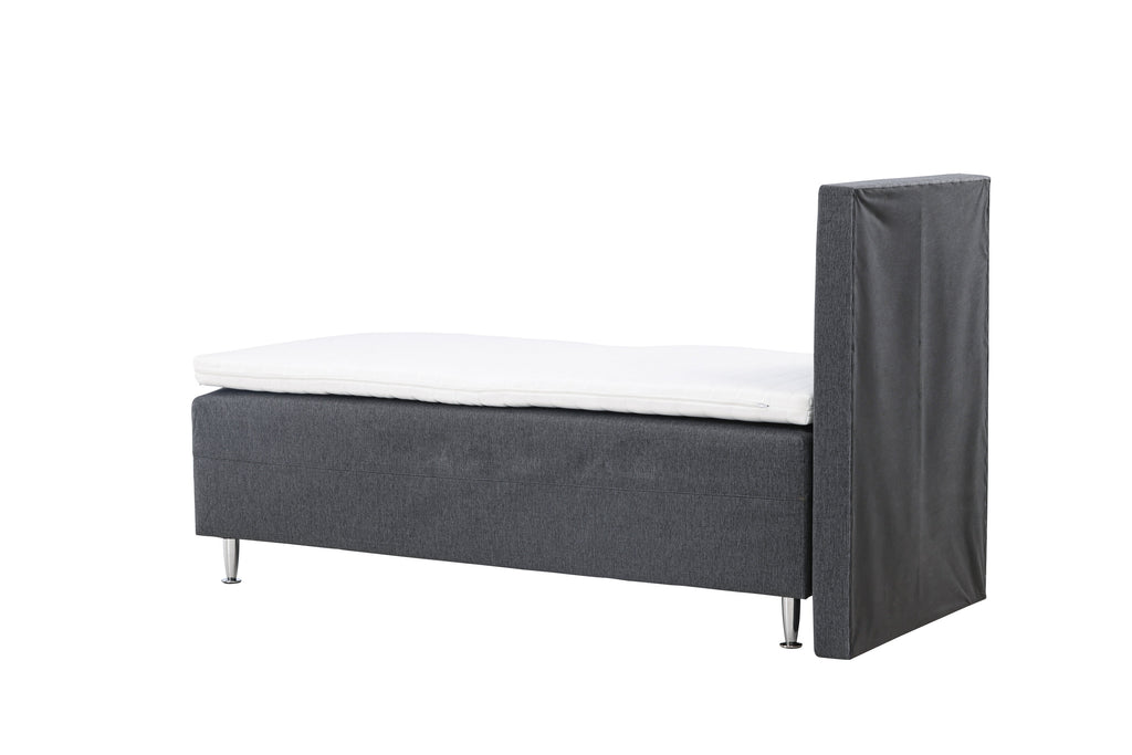 Mesa enkelsäng 90x200 cm mörkgrått tyg Lino 12/matt silver