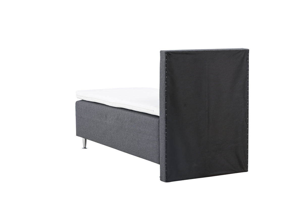 Mesa enkelsäng 90x200 cm mörkgrått tyg Lino 12/matt silver