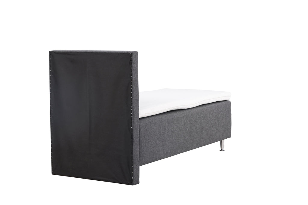 Mesa enkelsäng 90x200 cm mörkgrått tyg Lino 12/matt silver