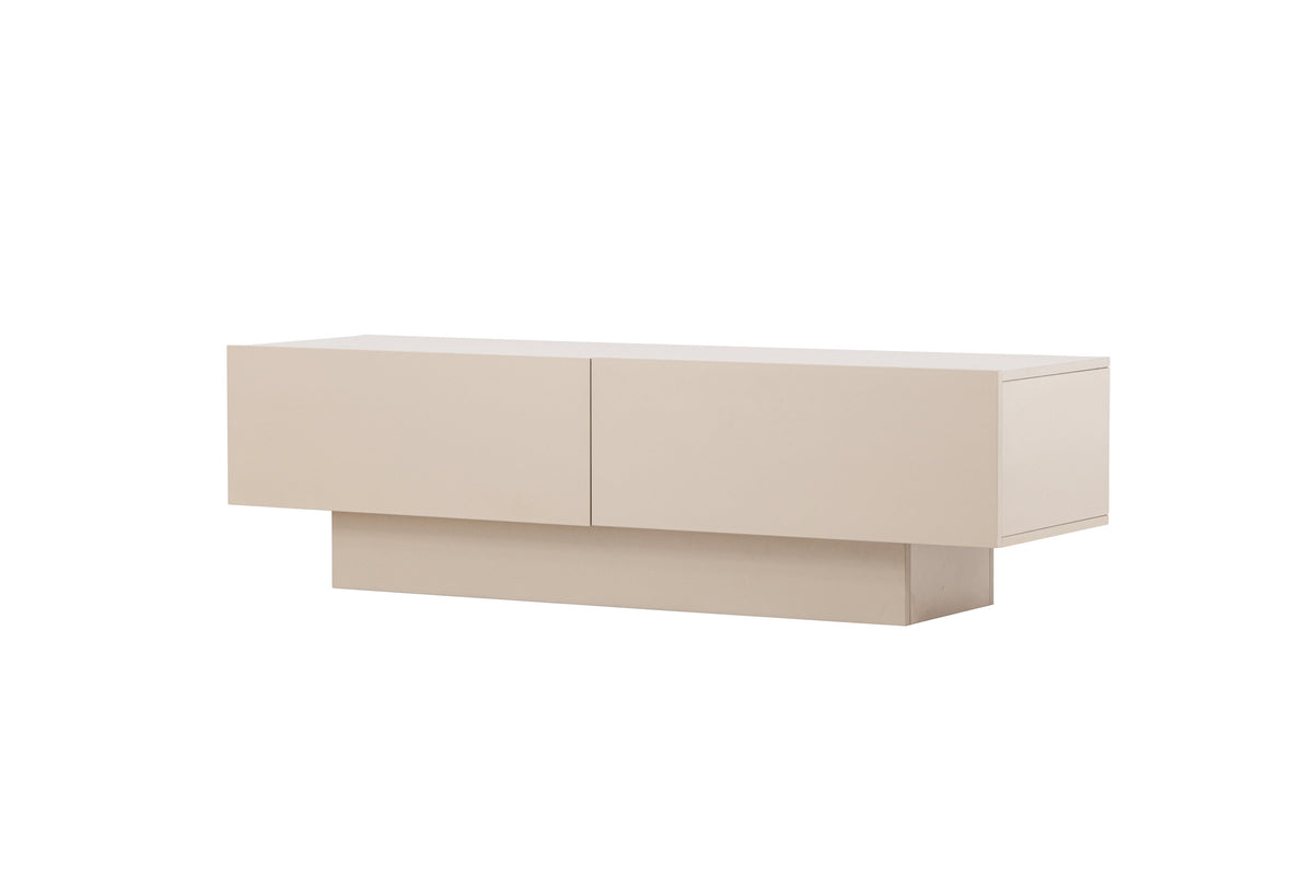 Cuenca tv-bänk beige i melamin med svart glas