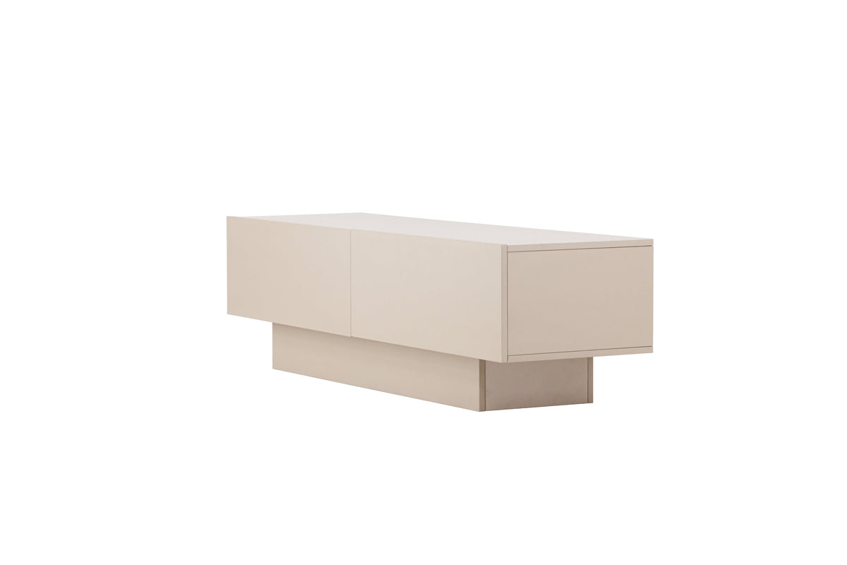 Cuenca tv-bänk beige i melamin med svart glas