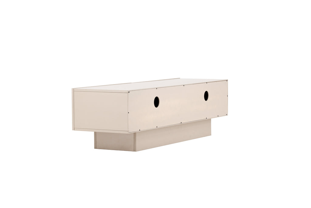 Cuenca tv-bänk beige i melamin med svart glas