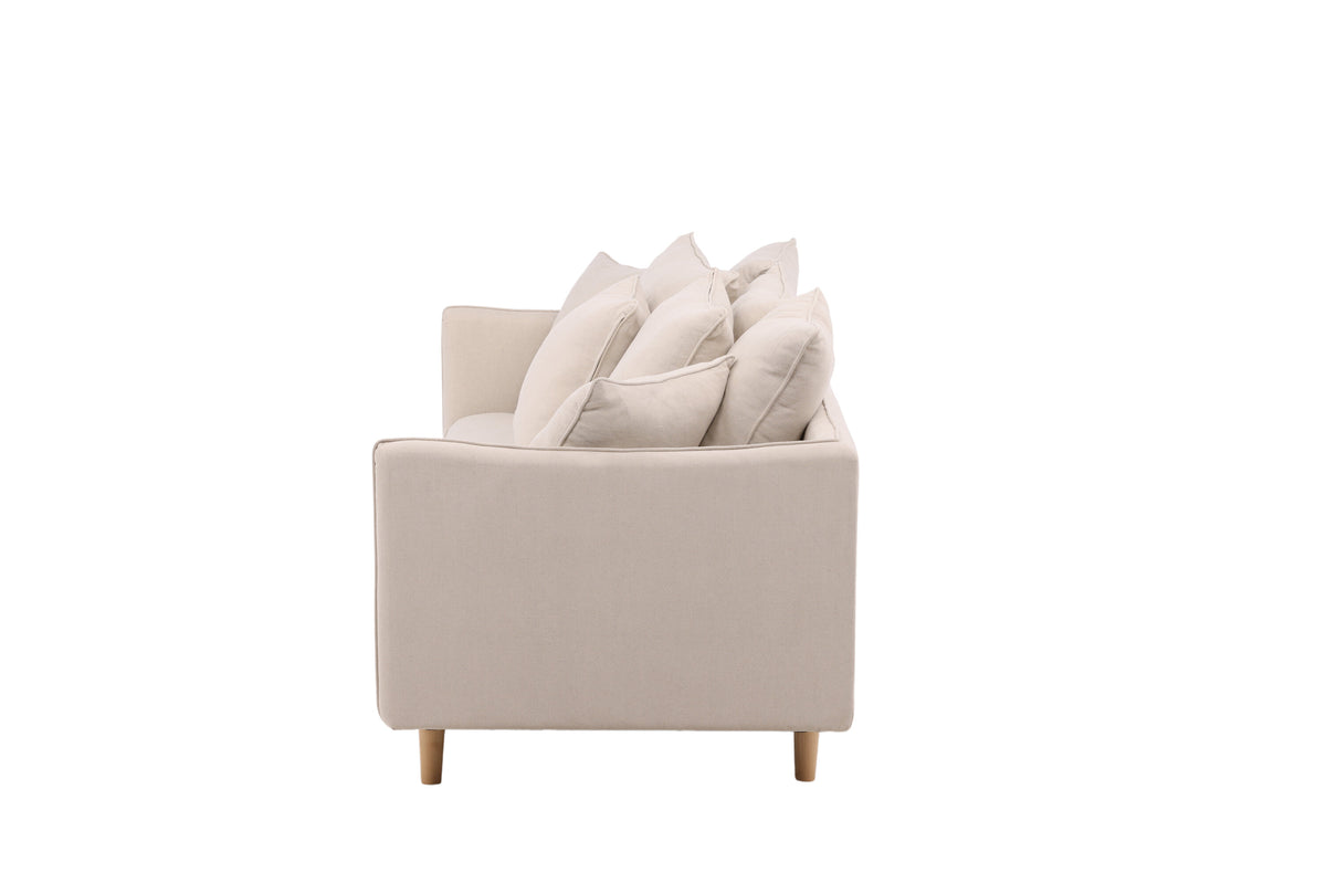 Segelskären 3-sitssoffa vitlaserad med beige linnetyg