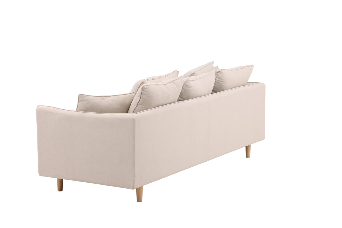 Segelskären 3-sitssoffa vitlaserad med beige linnetyg
