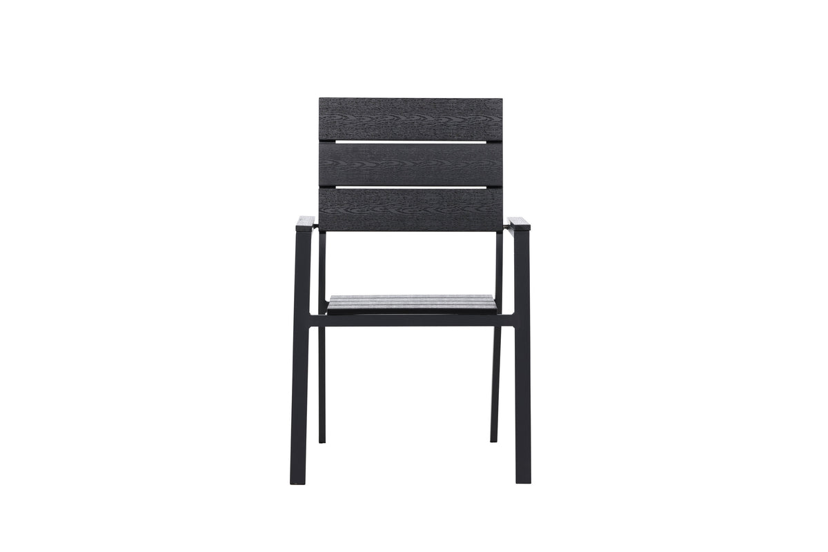 Levels stapelbar matstol 2-pack svart aluminium/träimiterande plast