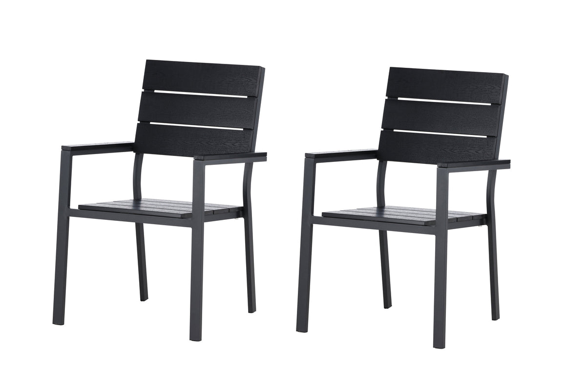 Levels stapelbar matstol 2-pack svart aluminium/träimiterande plast