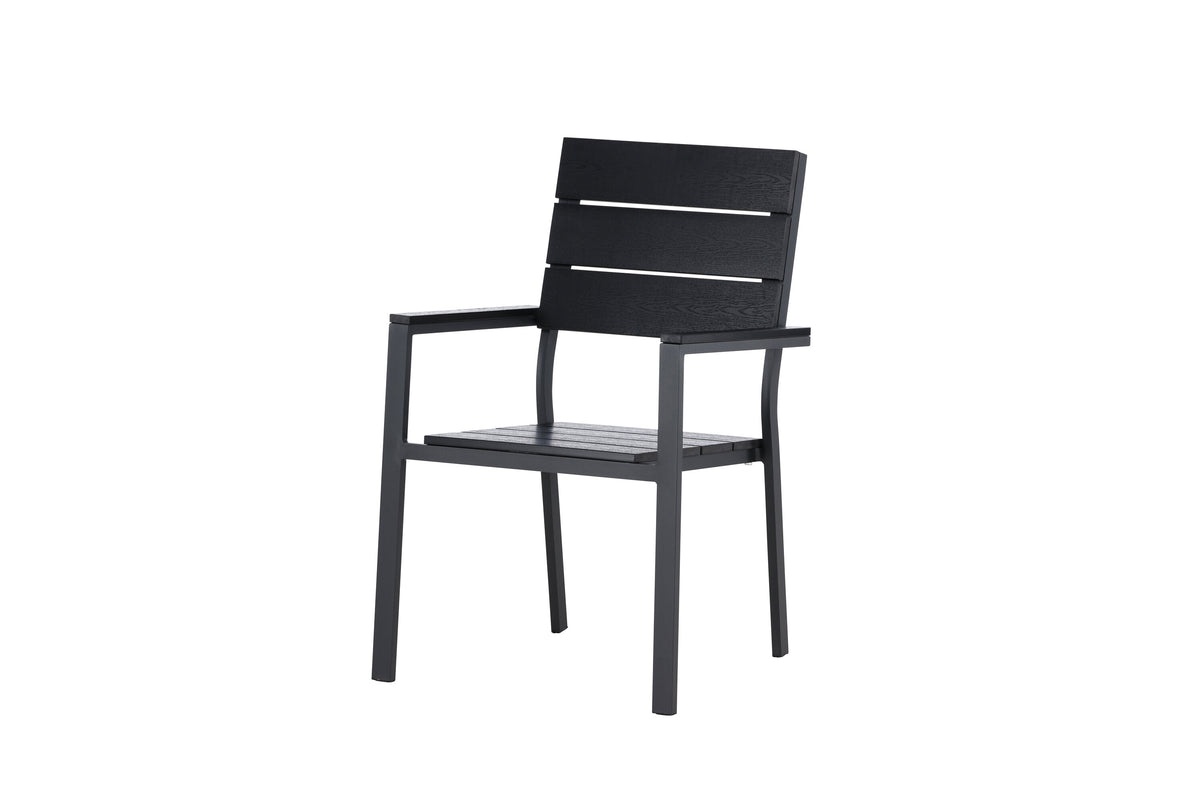 Levels stapelbar matstol 2-pack svart aluminium/träimiterande plast