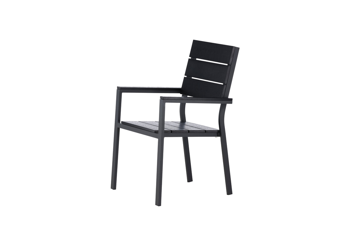 Levels stapelbar matstol 2-pack svart aluminium/träimiterande plast