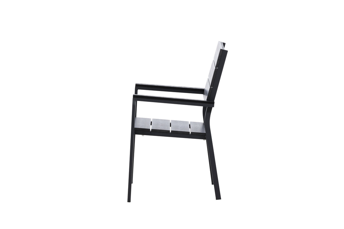 Levels stapelbar matstol 2-pack svart aluminium/träimiterande plast