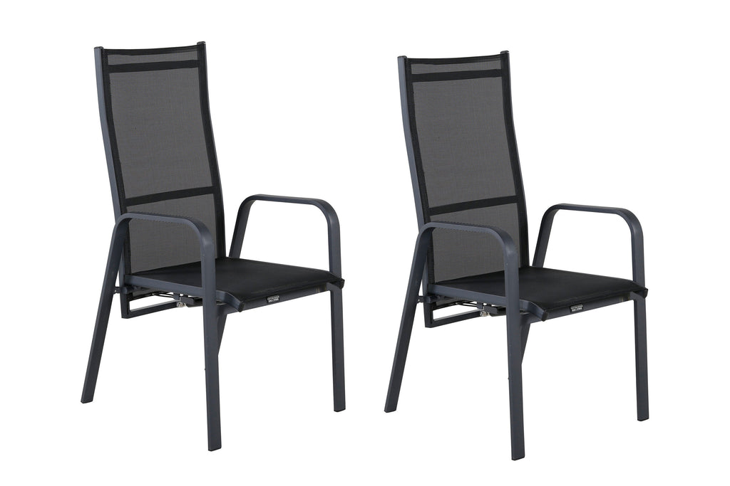 Copacabana positionsstol svart aluminium/textilen 2-pack
