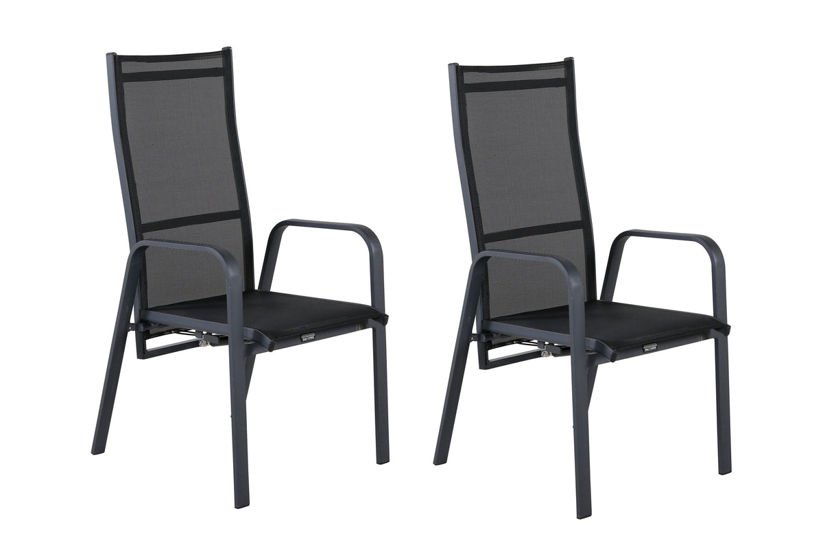 Copacabana positionsstol svart aluminium/textilen 2-pack