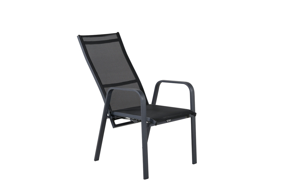 Copacabana positionsstol svart aluminium/textilen 2-pack