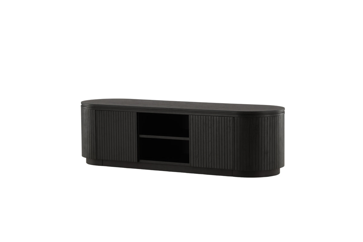 Fjällbacka tv-bänk svart ekfaner