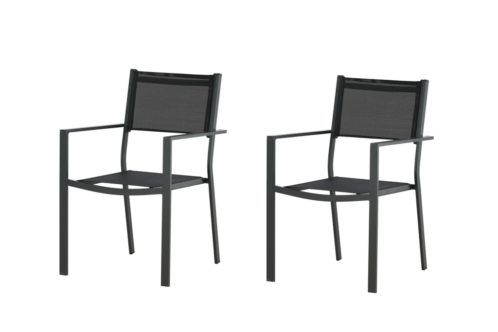 Copacabana stapelbar matstol svart aluminium/textilen 2-pack