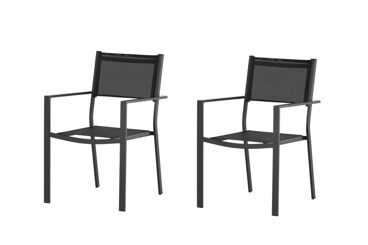 Copacabana stapelbar matstol svart aluminium/textilen 2-pack