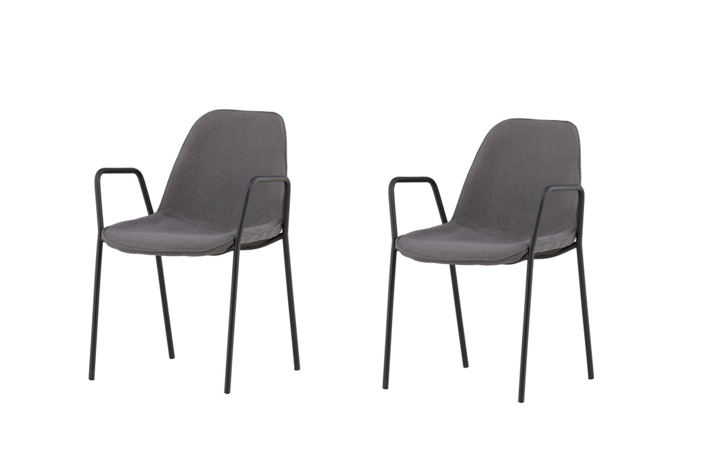 Klädesholmen matstol 2-pack svart med mörkgrå bouclé