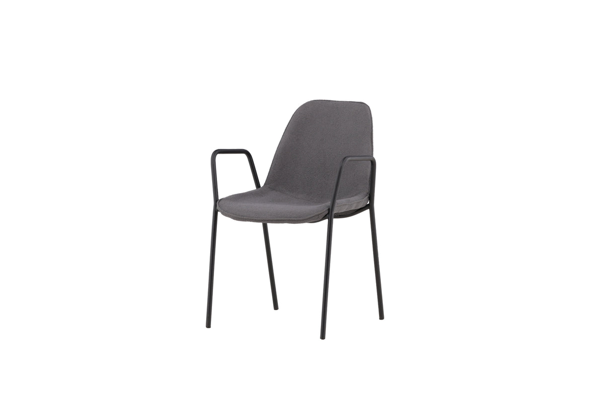 Klädesholmen matstol 2-pack svart med mörkgrå bouclé