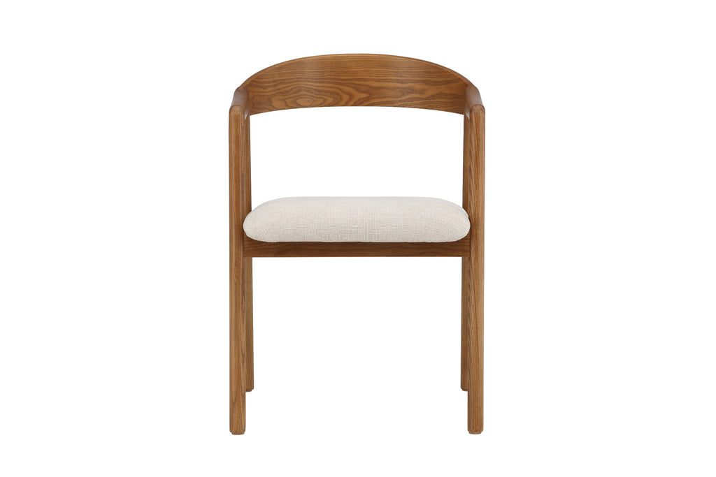 Långön matstol 2-pack brun ask med beige tyg