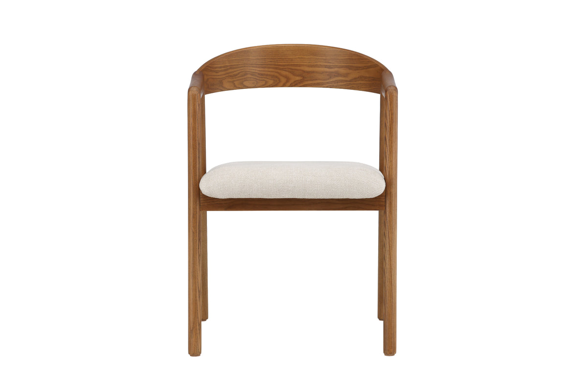 Långön matstol 2-pack brun ask med beige tyg