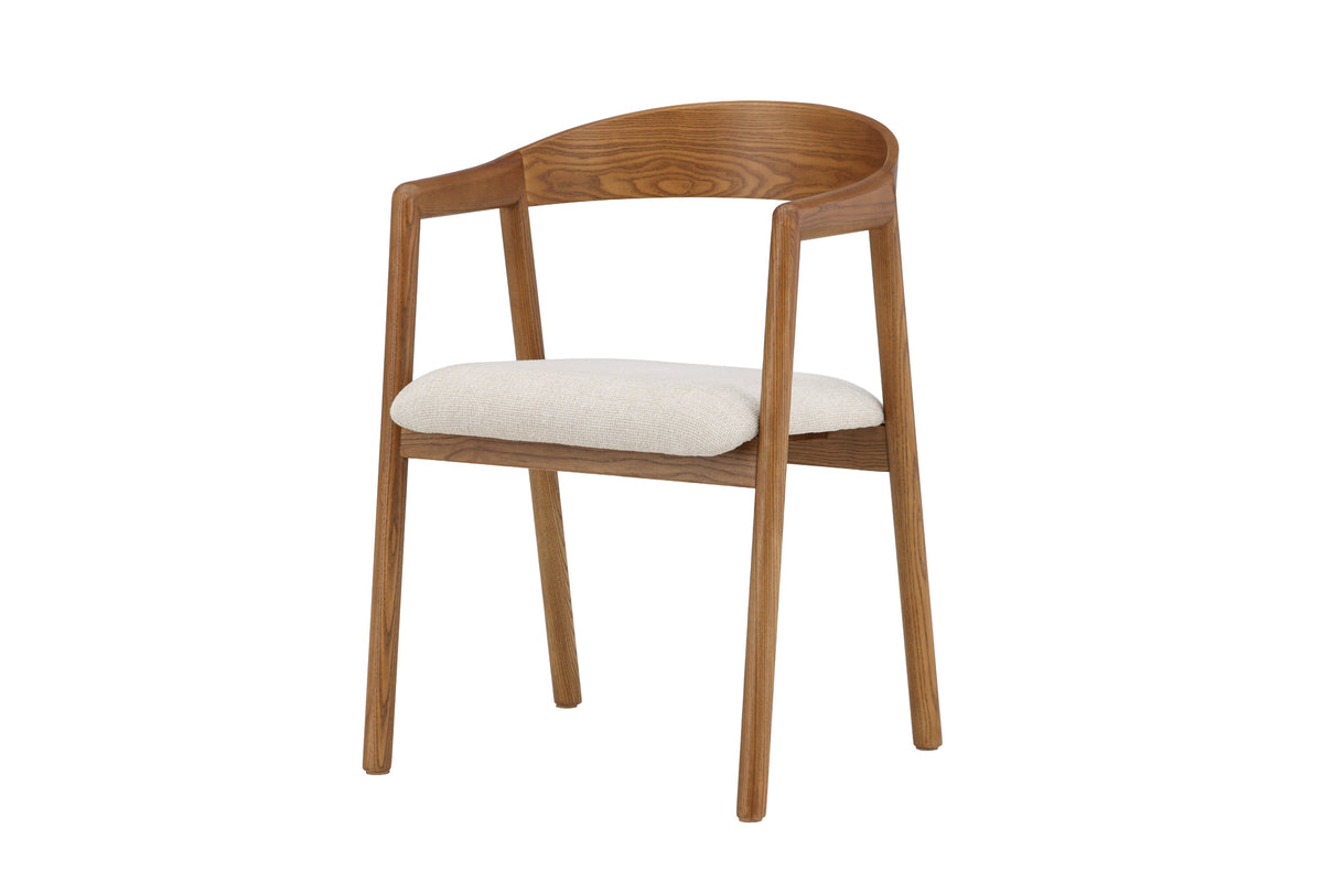 Långön matstol 2-pack brun ask med beige tyg