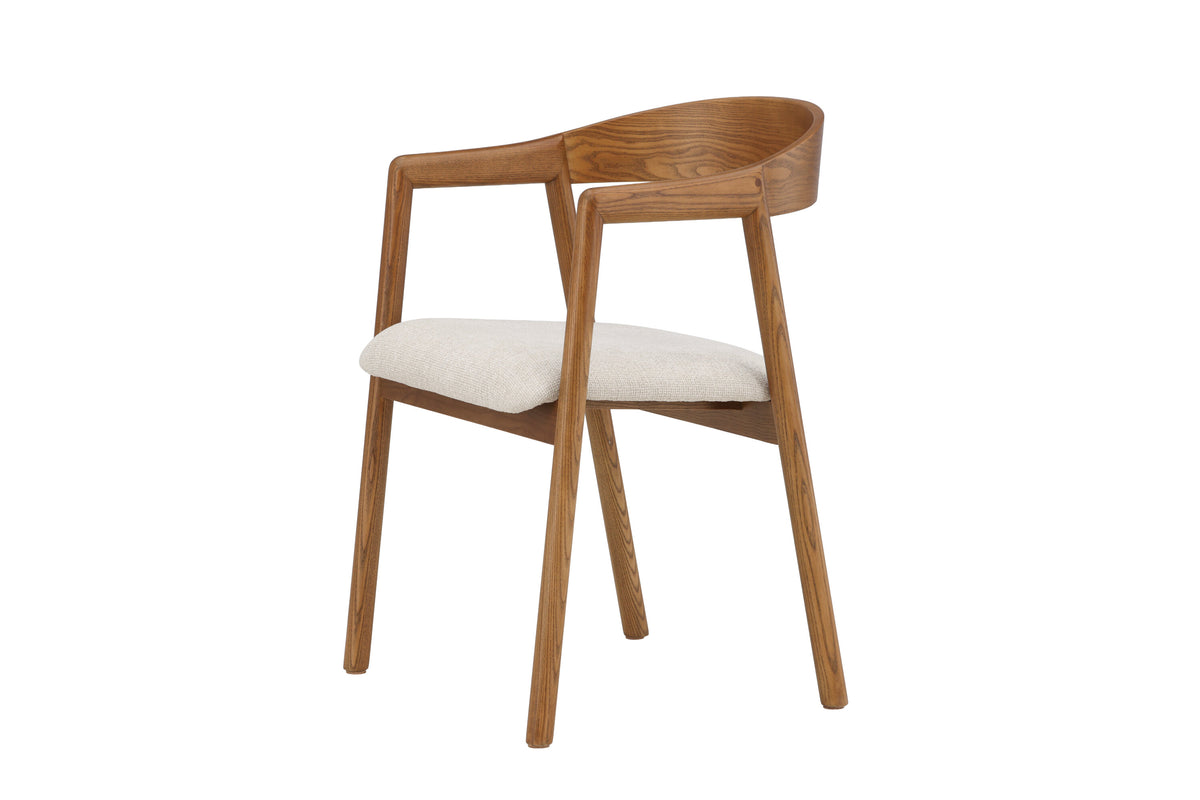 Långön matstol 2-pack brun ask med beige tyg