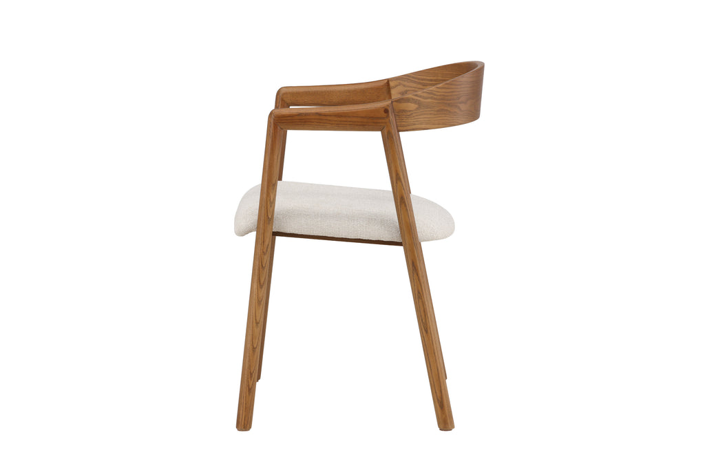 Långön matstol 2-pack brun ask med beige tyg