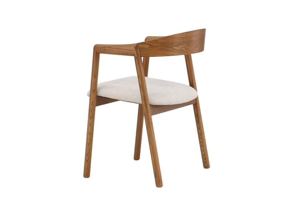 Långön matstol 2-pack brun ask med beige tyg