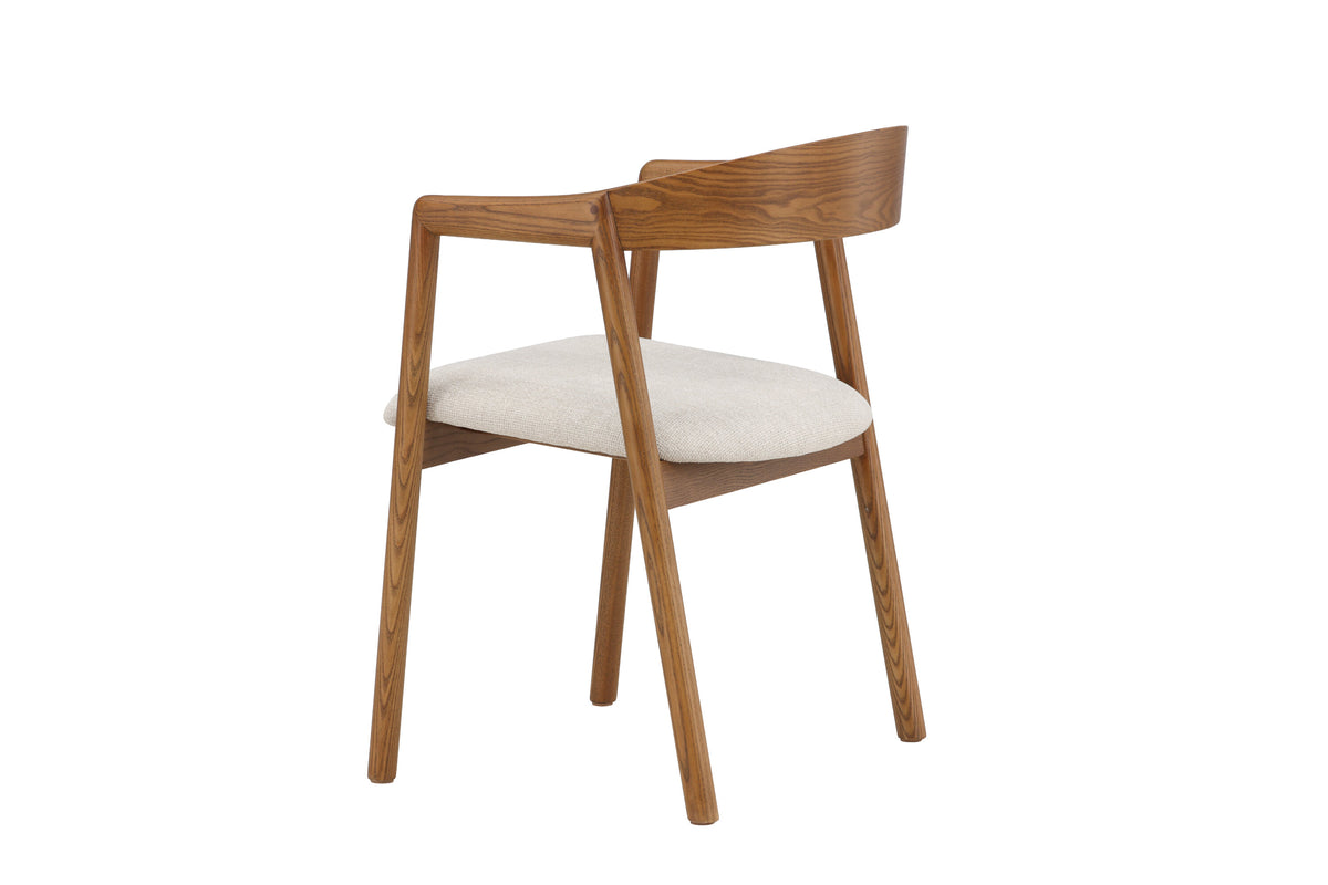 Långön matstol 2-pack brun ask med beige tyg