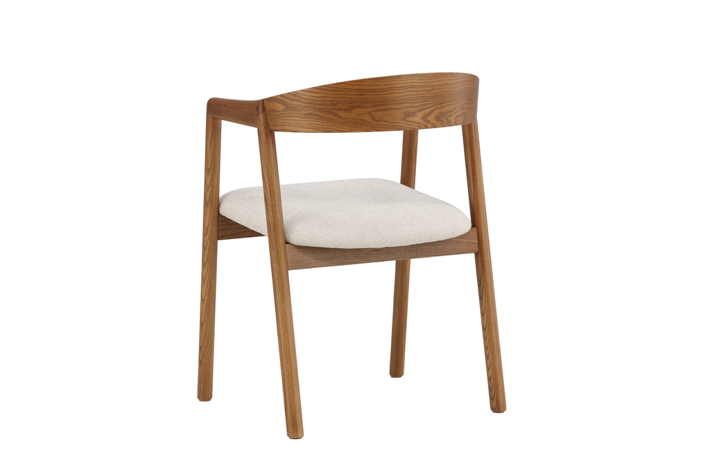 Långön matstol 2-pack brun ask med beige tyg