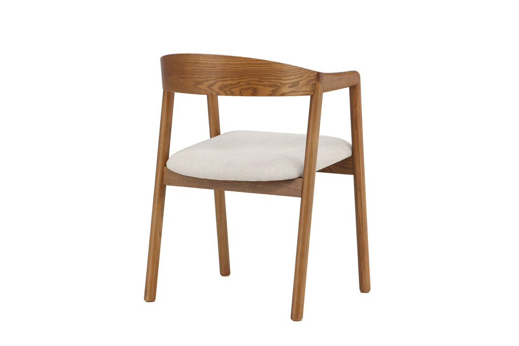 Långön matstol 2-pack brun ask med beige tyg