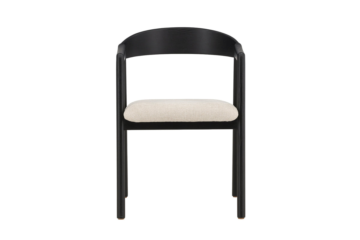 Långön matstol 2-pack svart med beige tyg