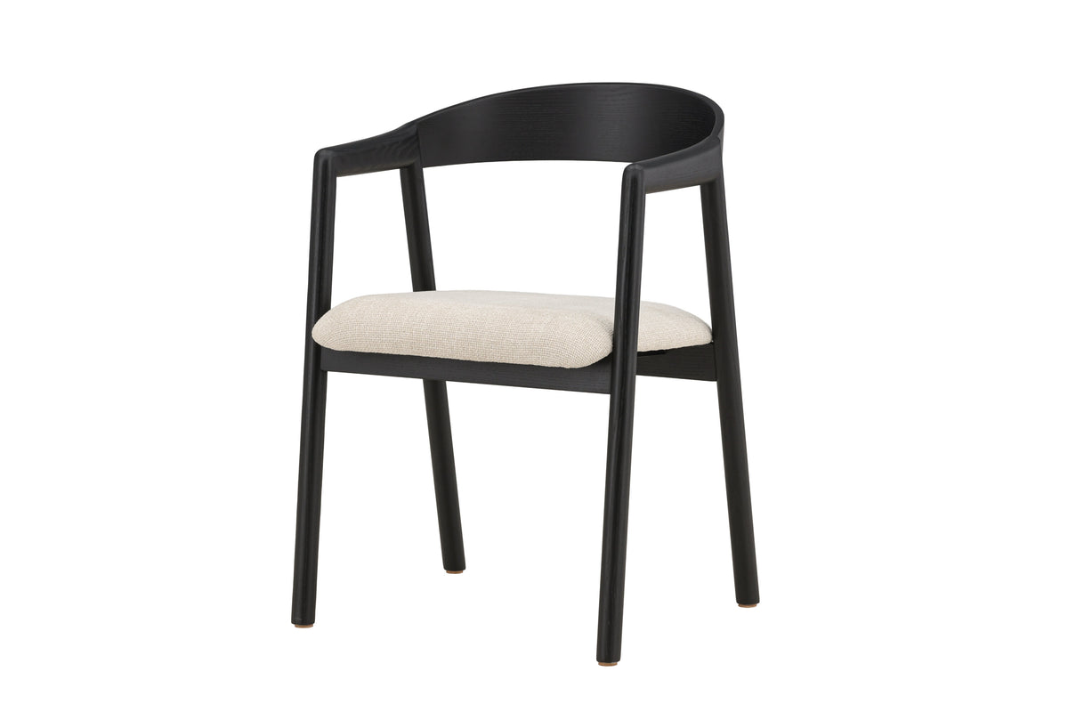 Långön matstol 2-pack svart med beige tyg