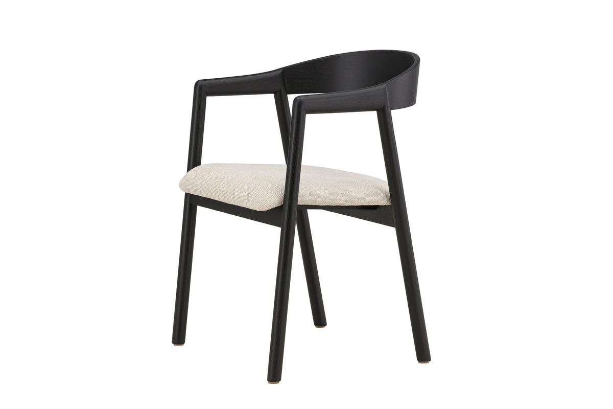 Långön matstol 2-pack svart med beige tyg