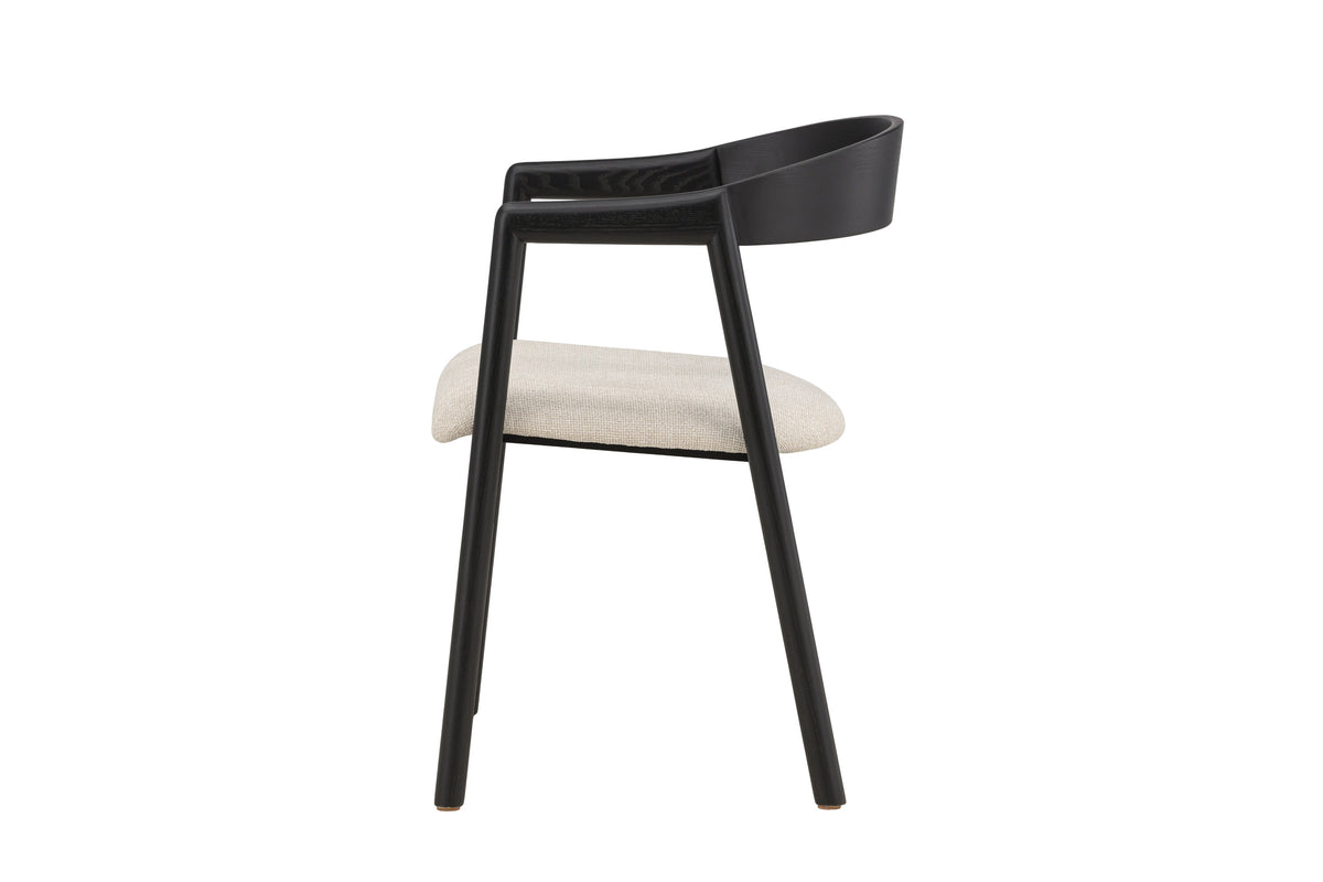 Långön matstol 2-pack svart med beige tyg