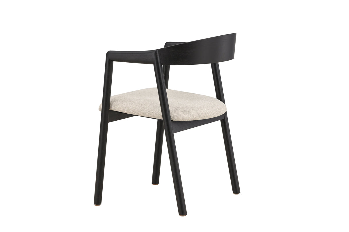 Långön matstol 2-pack svart med beige tyg