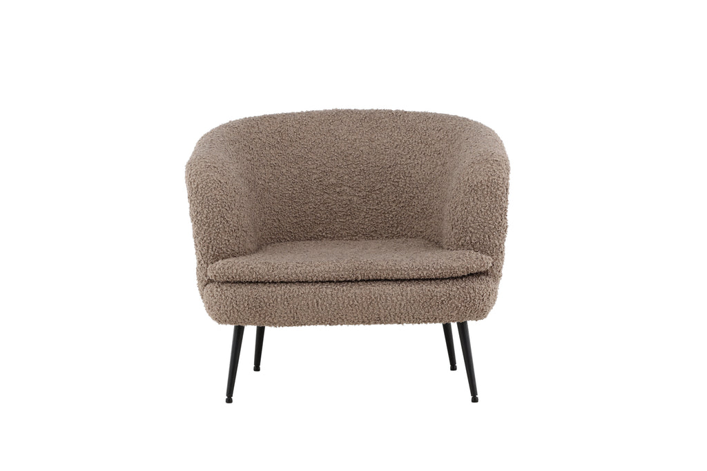 Nordkoster fåtölj mattsvart/mörkbeige teddyklädsel