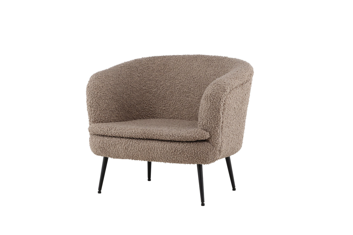 Nordkoster fåtölj mattsvart/mörkbeige teddyklädsel