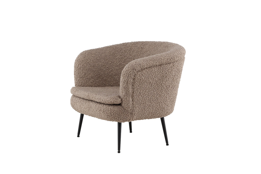 Nordkoster fåtölj mattsvart/mörkbeige teddyklädsel