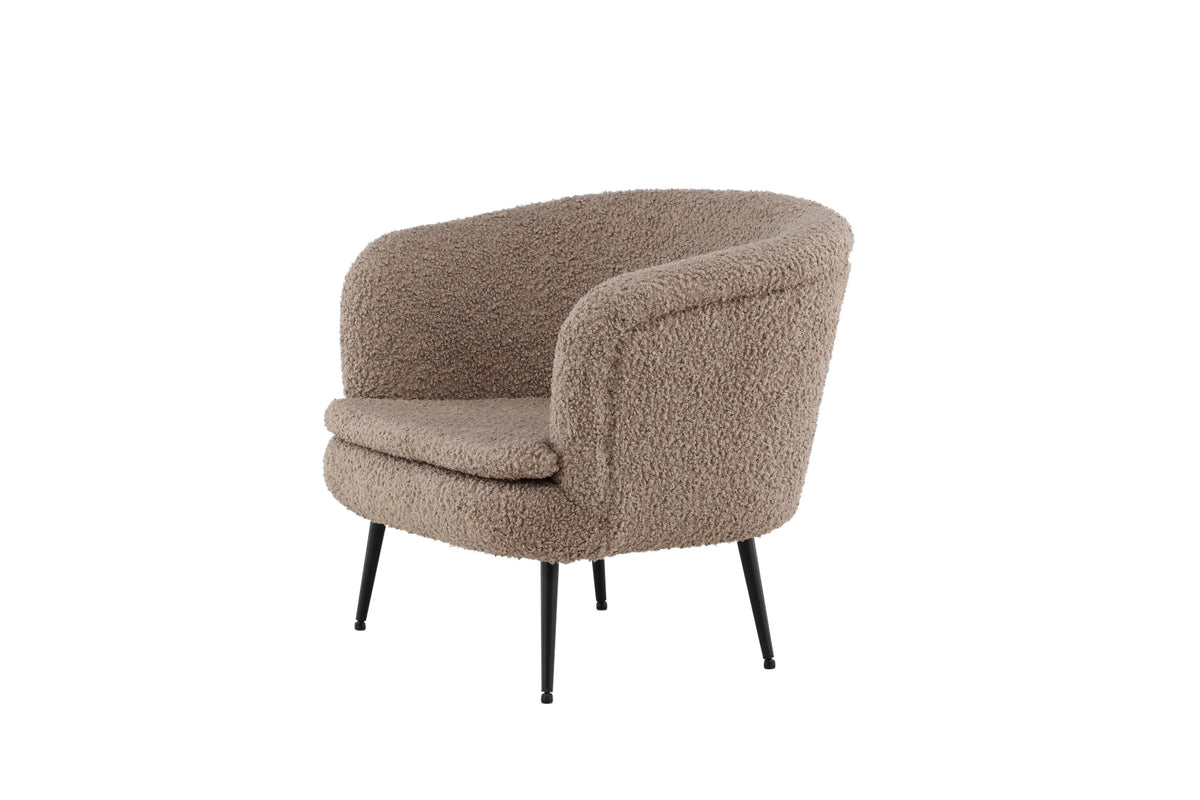 Nordkoster fåtölj mattsvart/mörkbeige teddyklädsel