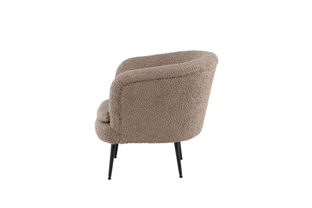 Nordkoster fåtölj mattsvart/mörkbeige teddyklädsel