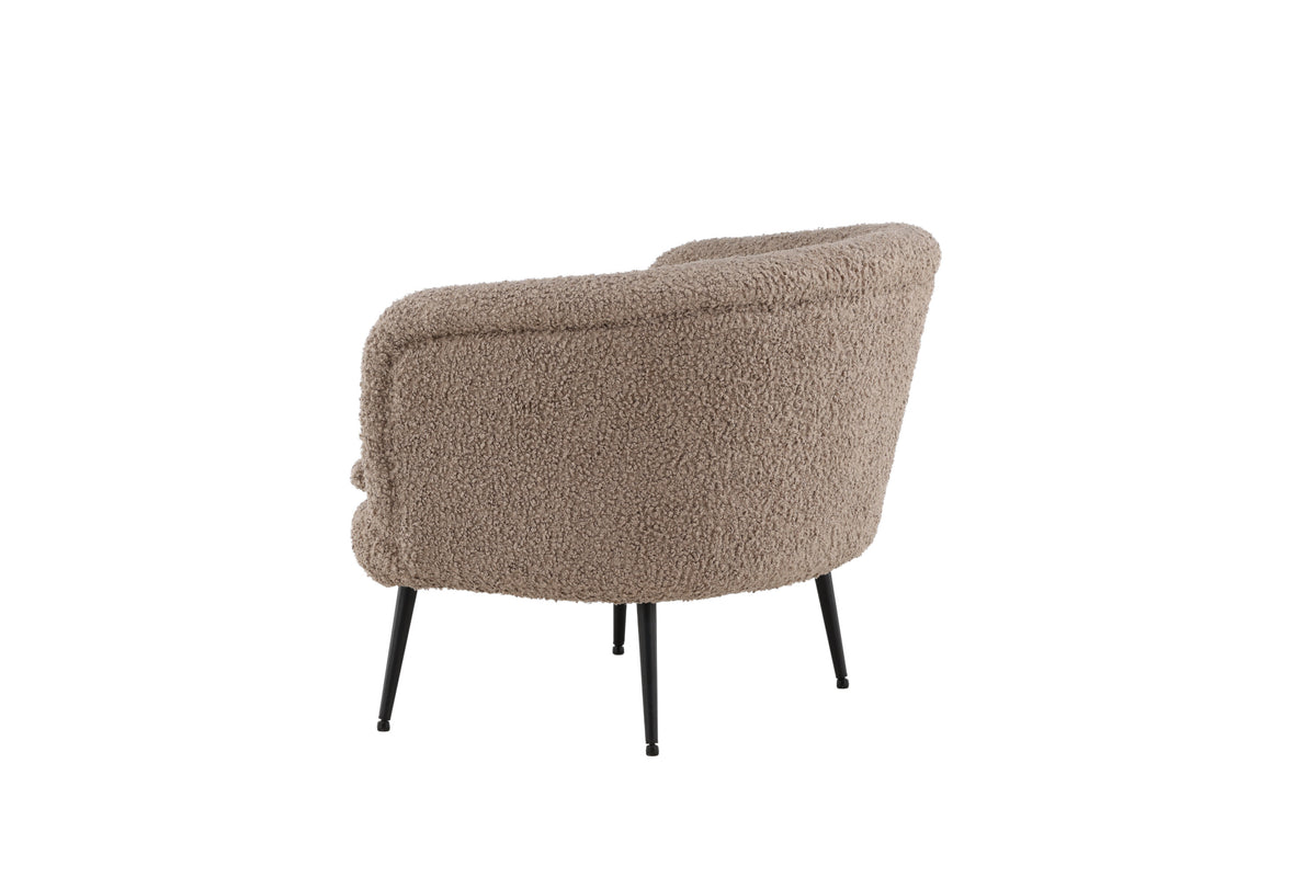 Nordkoster fåtölj mattsvart/mörkbeige teddyklädsel