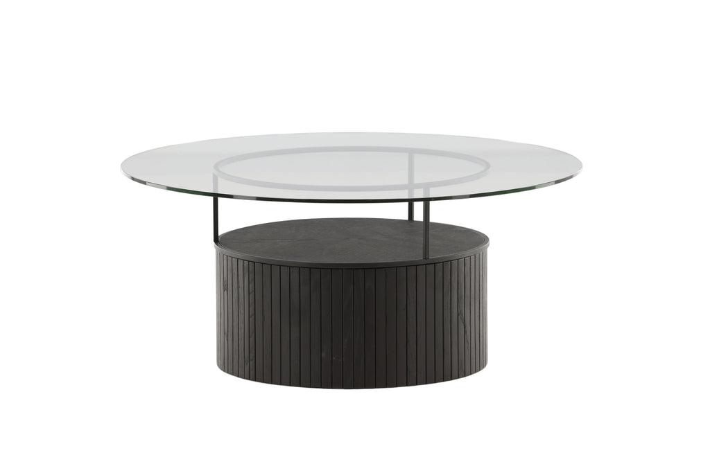 Bovall soffbord Ø90 cm svart med klarglas