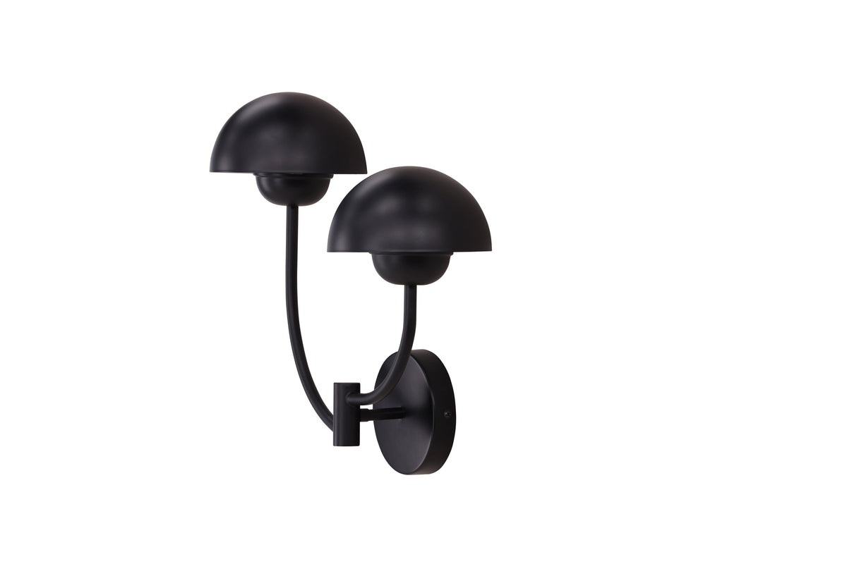 Lyckorna vägglampa i svart metall