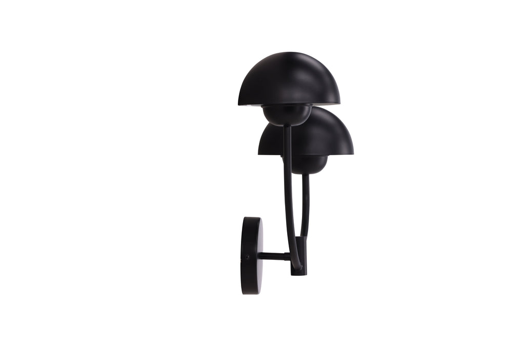 Lyckorna vägglampa i svart metall