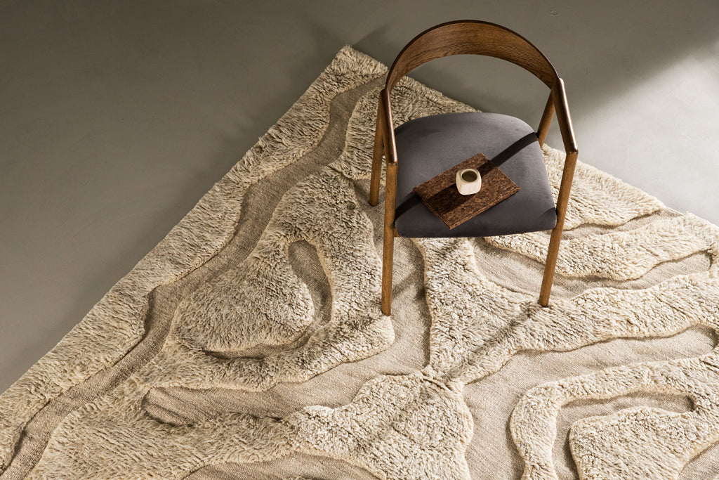 Trondheim x Josefin Lustig ullmatta 400x400 cm beige/vit