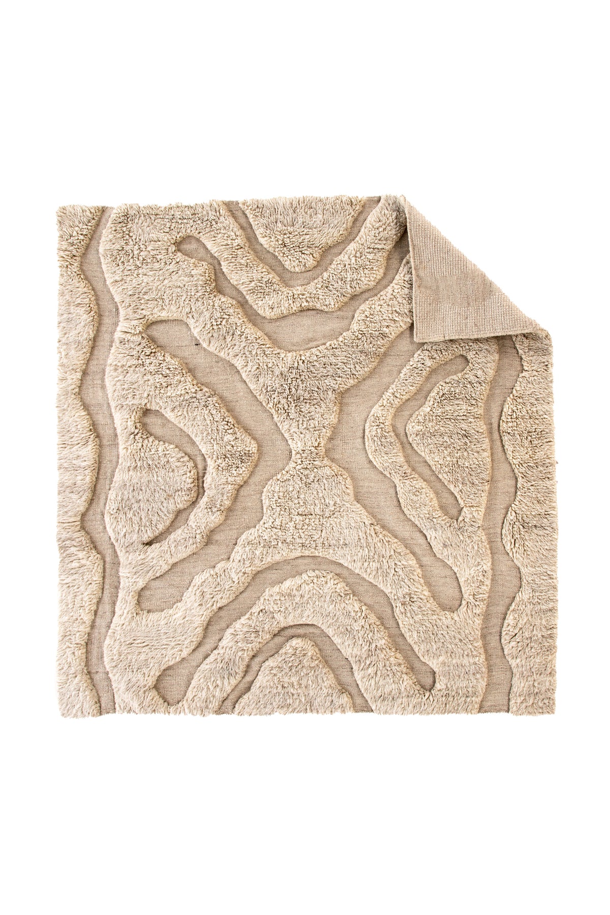 Trondheim x Josefin Lustig ullmatta 400x400 cm beige/vit