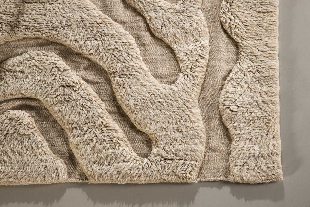 Trondheim x Josefin Lustig ullmatta 400x400 cm beige/vit