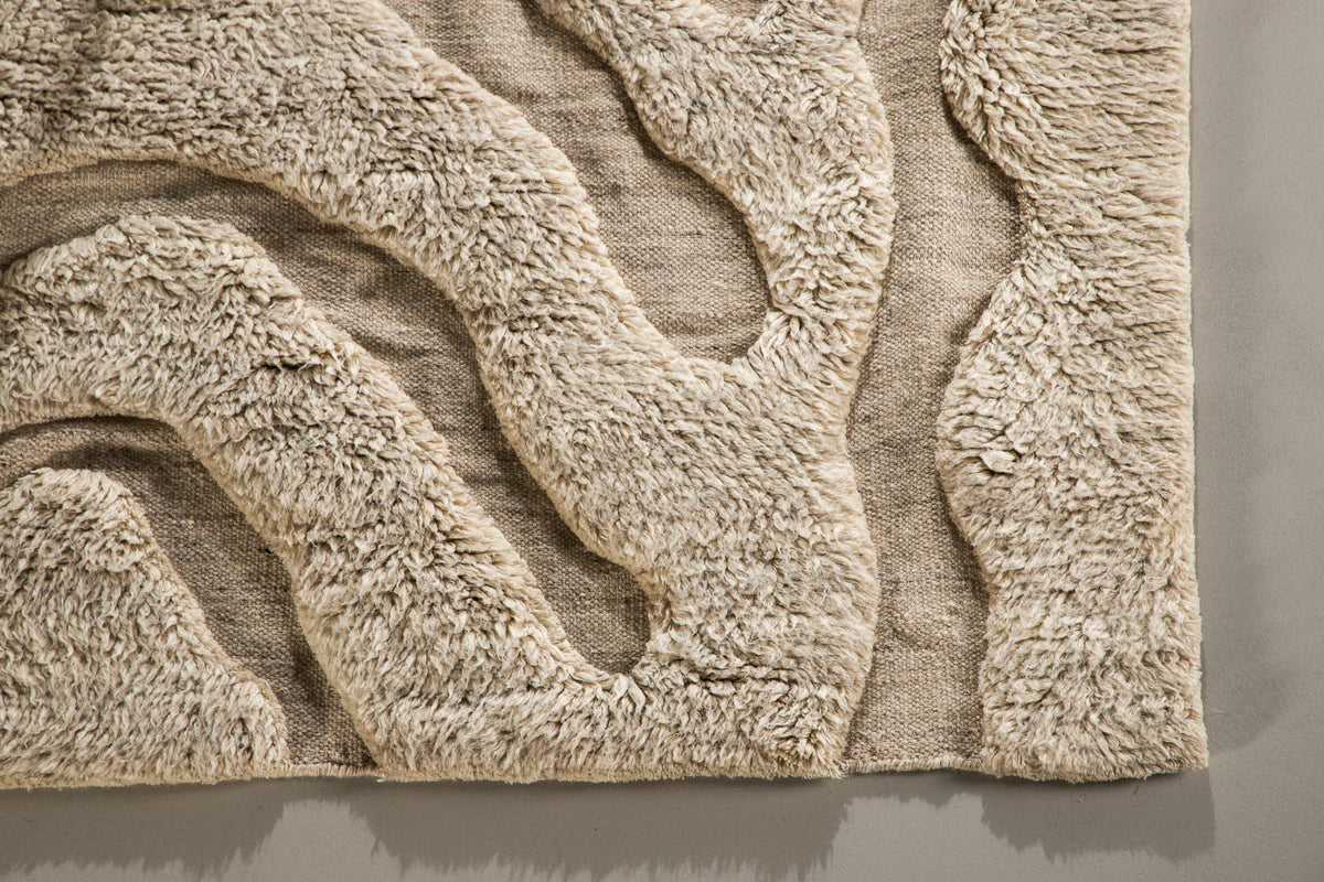 Trondheim x Josefin Lustig ullmatta 400x400 cm beige/vit