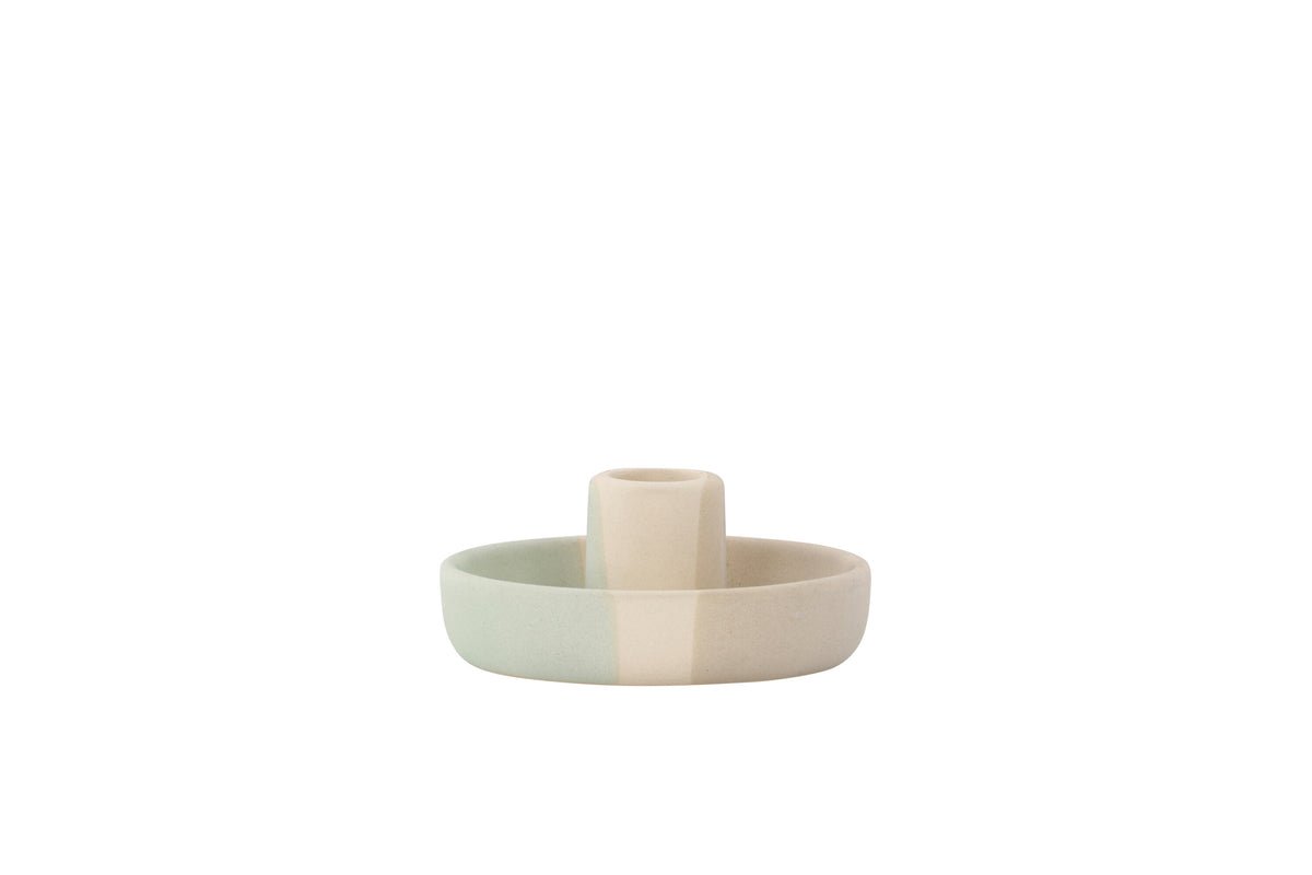 Otis ljusstake 11x5 cm beige/grön/grå stengods