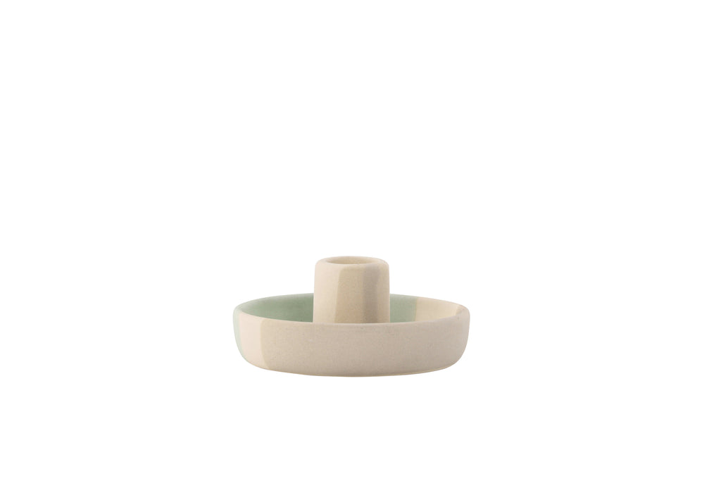 Otis ljusstake 11x5 cm beige/grön/grå stengods